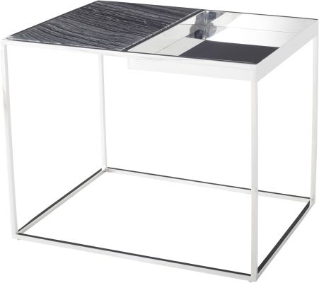 Corbett Side Table (Black Wood Vein with Silver Base)