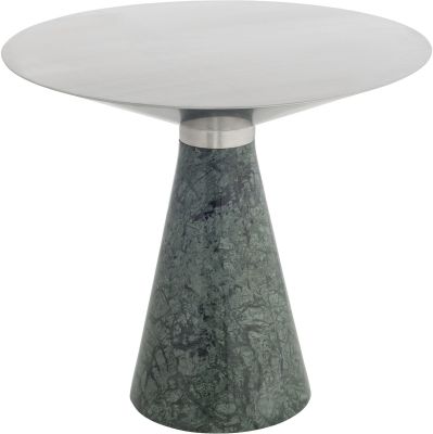 Iris Side Table (Tall - Stainless with Green Marble Base)