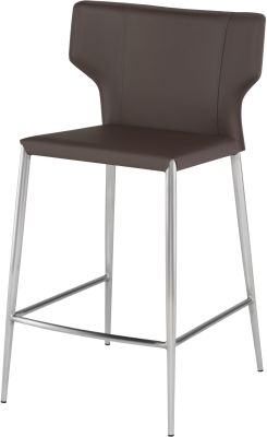 Wayne Counter Stool (Mink Leather with Silver Base)