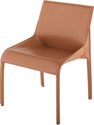 Delphine Dining Chair (No Armrests - Ochre Leather)