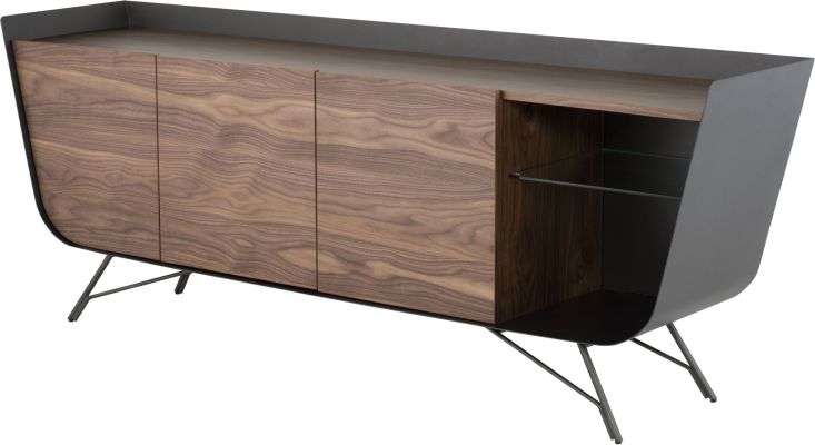 Noori Sideboard Cabinet (Walnut - Titanium Steel Accent)
