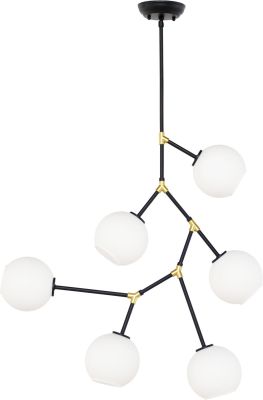 Atom 6 Pendant Light (White with Black Fixture)