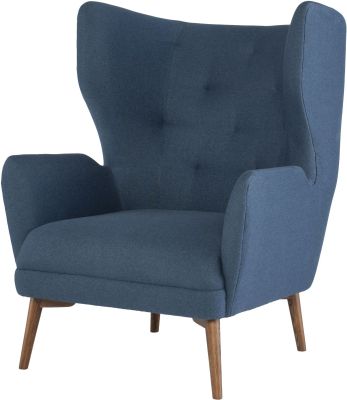 Klara Single Seat Sofa (Lagoon Blue with Walnut Legs)