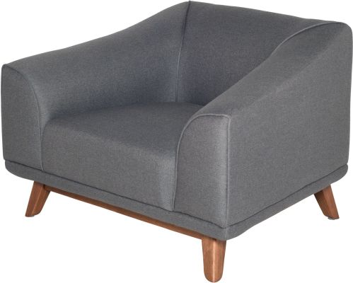 Mara Single Seat Sofa (Steel Grey with Walnut Legs)