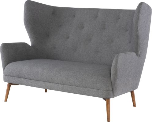 Klara Double Seat Sofa (Shale Grey with Walnut Legs)