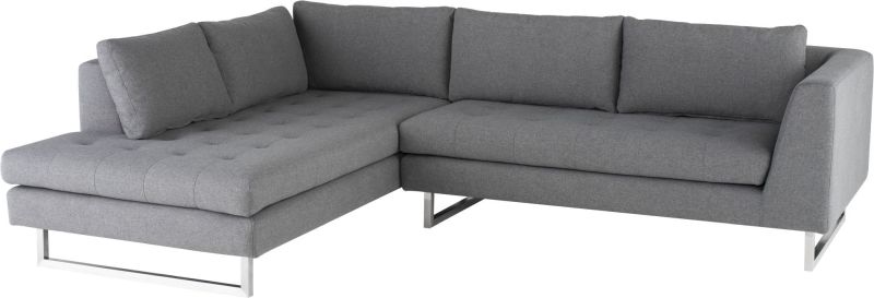 Janis Sectional Sofa (Left - Shale Grey with Silver Legs)