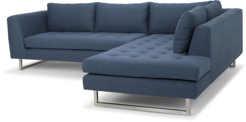 Janis Sectional Sofa (Right - Lagoon Blue with Stainless Legs)
