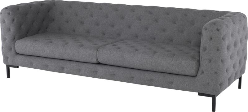 Tufty Triple Seat Sofa (Shale Grey with Black Legs)