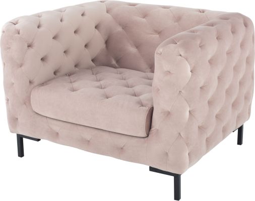 Tufty Single Seat Sofa (Blush with Black Legs)
