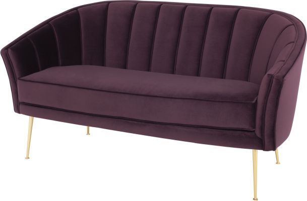 Aria Double Seat Sofa (Mulberry with Gold Legs)