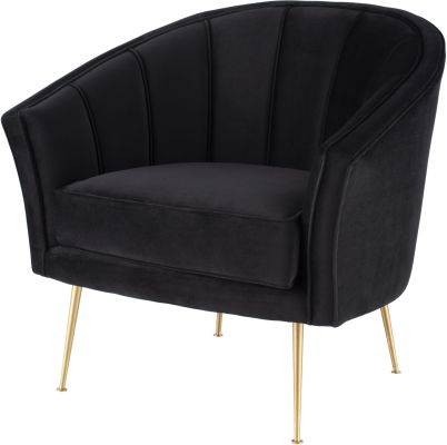 Aria Single Seat Sofa (Black with Gold Legs)