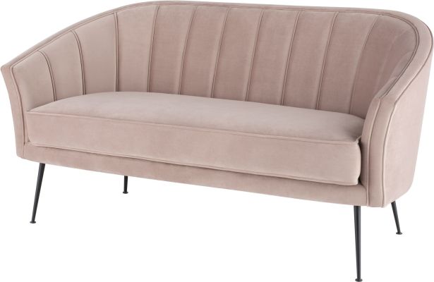 Aria Double Seat Sofa (Blush with Black Legs)