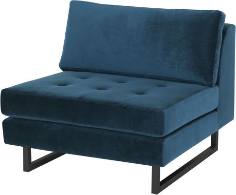 Janis Seat Armless Sofa (Wide - Midnight Blue with Black Legs)