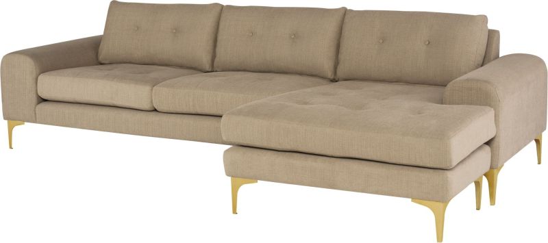 Colyn Sofa Sectionnel (Burlap avec Pattes Dorées)