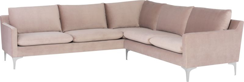Anders Sectional Sofa (L-Shaped - Blush with Silver Legs)