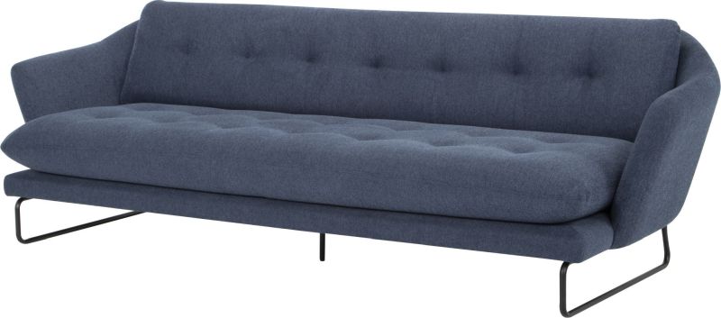 Frankie Triple Seat Sofa (Denim with Black Legs)