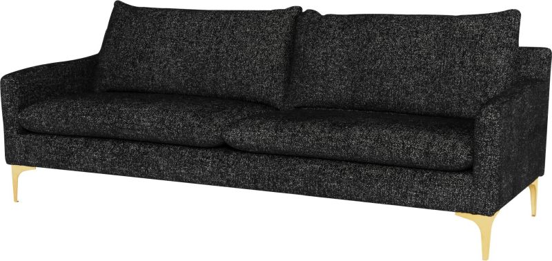 Anders Triple Seat Sofa (Salt & Pepper with Gold Legs)