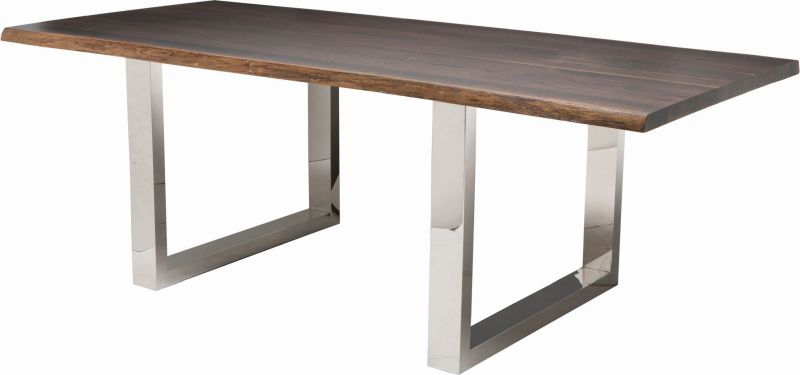 Lyon Dining Table (Medium - Seared Oak with Silver Legs)