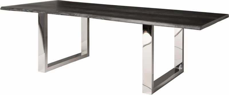 Lyon Live Edge Dining Table (Medium - Oxidized Grey with Stainless Base)
