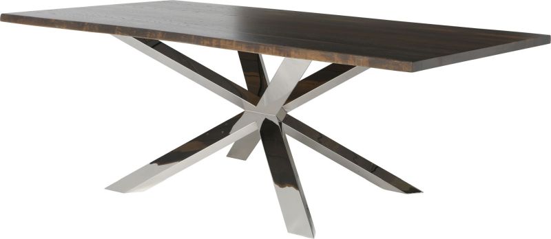 Couture Dining Table (Medium - Seared Oak with Silver Base)