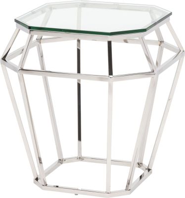 Diamond Side Table (Glass with Silver Base)