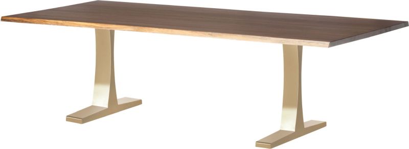 Toulouse Dining Table (Medium - Seared Oak with Gold Legs)