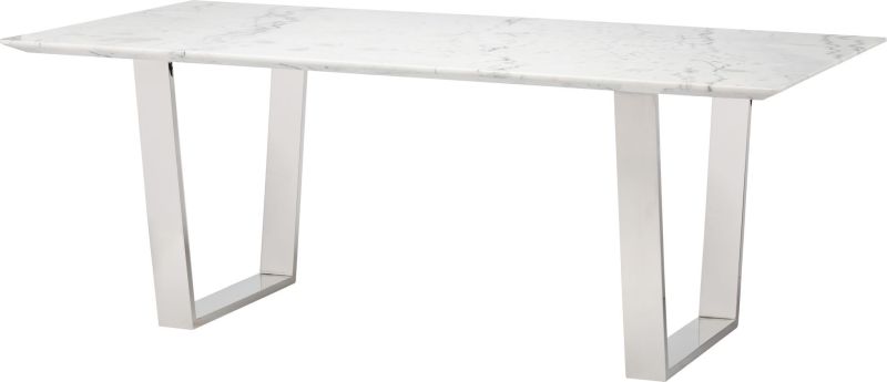 Catrine Dining Table (White with Silver Legs)