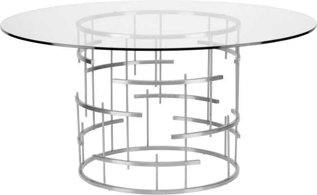 Tiffany Dining Table (Round - Clear with Stainless Base)