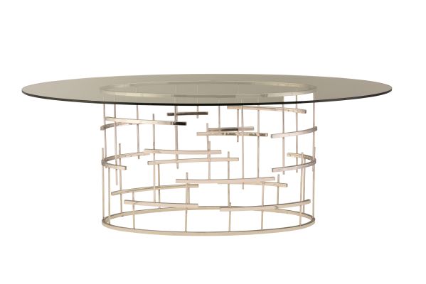 Tiffany Table à Diner (Ovale - Transparent avec Base en Acier Inoxydable)