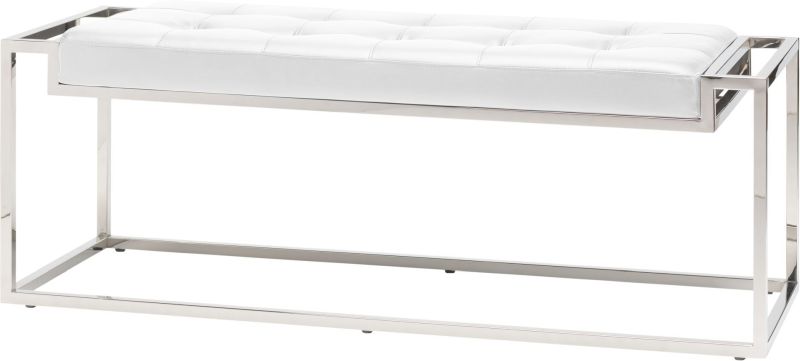 Step Occasional Bench (Short - White with Silver Base)