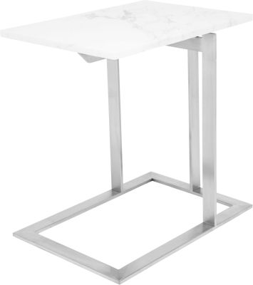 Dell Table d'Appoint (Blanc avec Base Argentée)