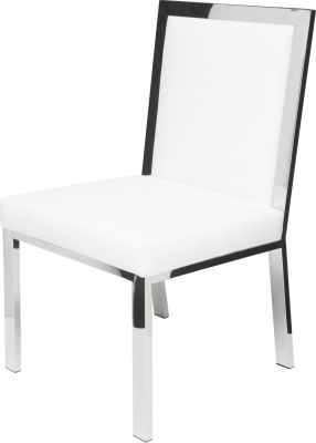 Rennes Dining Chair (White Leather with Silver Frame)