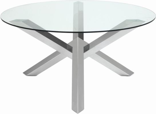 Costa Dining Table (Medium - Silver with Glass Top)