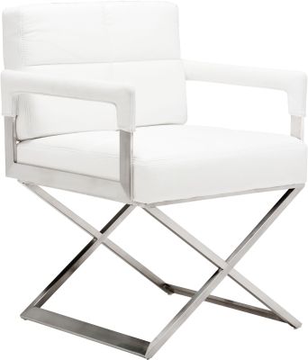 Jack Dining Chair (White with Silver Frame)