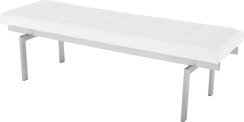 Louve Occasional Bench (Long - White with Silver Base)