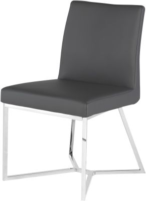 Patrice Dining Chair (Grey with Silver Frame)