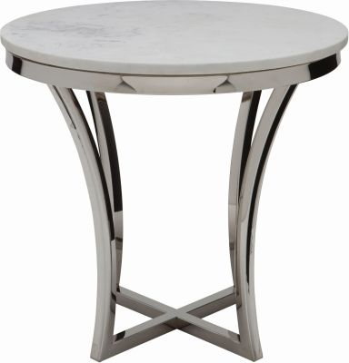 Aurora Side Table (White with Silver Base)