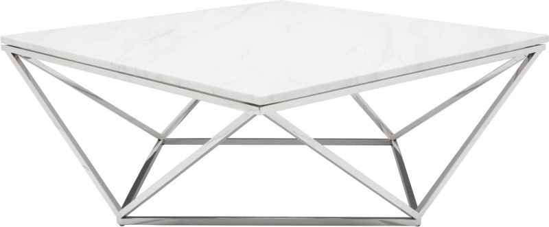 Jasmine Coffee Table (White with Silver Base)