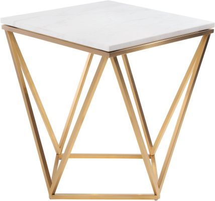 Jasmine Side Table (White with Gold Base)