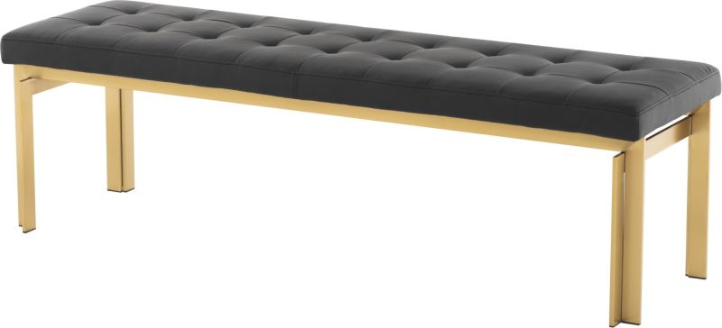 Vincent Occasional Bench (Long - Black with Gold Legs)