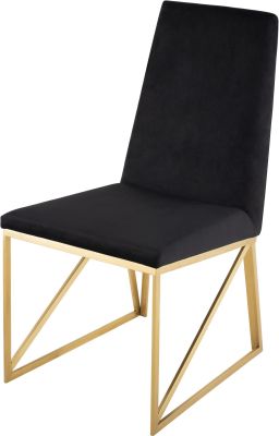 Caprice Dining Chair (Velour - Black with Gold Frame)
