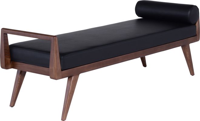 Ava Occasional Bench (Black with Walnut Base)