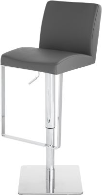 Matteo Adjustable Height Stool (Dark Grey Leather with Silver Base)
