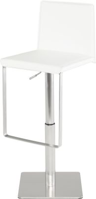 Kailee Adjustable Height Stool (White Leather with Silver Base)