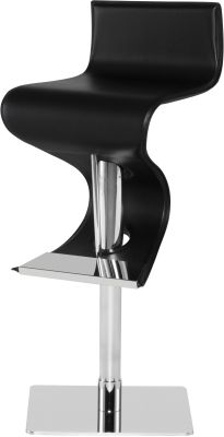 Portland Adjustable Height Stool (Black Leather with Silver Base)