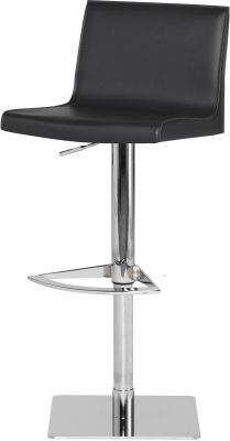 Colter Adjustable Height Stool (Dark Grey Leather with Silver Base)