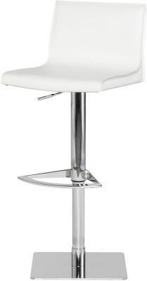 Colter Adjustable Height Stool (White Leather with Silver Base)