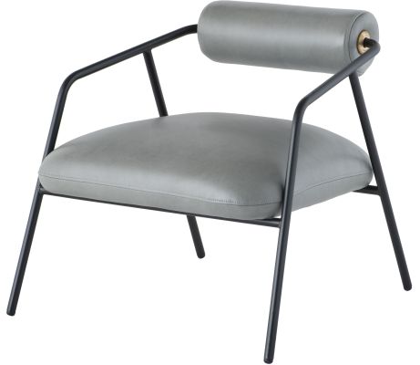 Cyrus Occasional Chair (French Blue Leather with Black Frame)