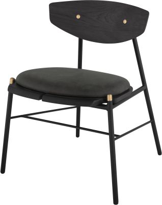 Kink Dining Chair (Storm Black Leather with Black Backrest)