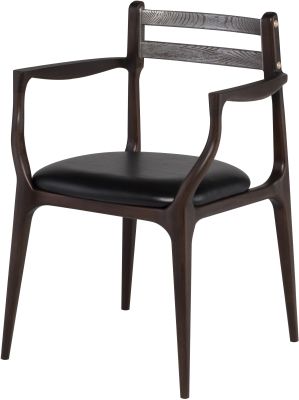 Assembly Dining Chair (Black Leather Seat with Smoked Oak Frame)